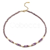 Natural Amethyst Rectangle & Shell Beaded Necklaces NJEW-M206-01G-02-1