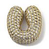 Rack Plating Brass Micro Pave Clear Cubic Zirconia Pendants ZIRC-U002-G-U-1