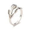 Non-Tarnish 304 Stainless Steel Flower of Life Open Cuff Ring for Women RJEW-I096-30P-1