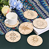 6Pcs 6 Style Wooden Carved Cup Mats AJEW-FG0002-68-4