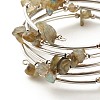 5-Loop Natural Labradorite Chip Beaded Wrap Bracelets for Women BJEW-JB01517-07-5