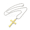 Alloy Cross Pandant Necklace with Link Chains NJEW-K245-003G-2