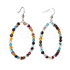 Natural Agate Beads Big Ring Dangle Earrings for Girl Women EJEW-JE04652-4