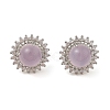 Natural Chalcedony Flower Stud Earrings G-S001-06P-B-2