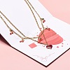 Dainty Heart & Cherry Alloy Enamel Pendant Necklaces Set for Teen Girl Women NJEW-JN03757-5