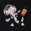 Heart Glass Bottle with Rose Quartz inside Pendants PALLOY-JF00172-02-2