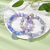 2Pcs 2 Colors 10.5mm Round Opaque Crackle Glass Beaded Stretch Bracelet Sets BJEW-MZ00081-2