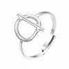 304 Stainless Steel Toggle Clasp Shape Open Cuff Ring RJEW-T023-85P-3