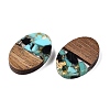 Transparent Resin and Walnut Wood Pendants RESI-T057-04J-3