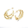 Brass Cube Beaded Crescent Moon Stud Earrings EJEW-P205-01G-1