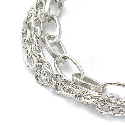 Tarnish Resistant 304 Stainless Steel Cable Chain Multi-strand Bracelets STAS-A051-05P-1