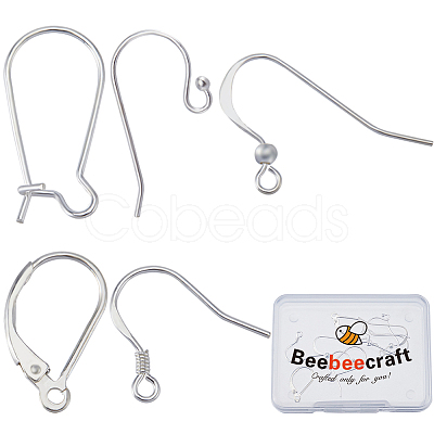 Beebeecraft 5 Pair 5 Style 925 Sterling Silver Earring Hooks & Leverback & Hoop Earrings Findings DIY-BBC0001-76-1