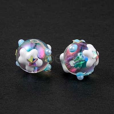 UV Plating Rainbow Iridescent Acrylic Enamel Beads OACR-I003-10-1