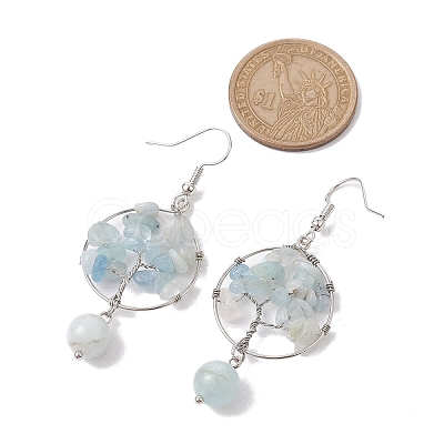 Natural Aquamarine Dangle Earrings EJEW-JE05747-05-1