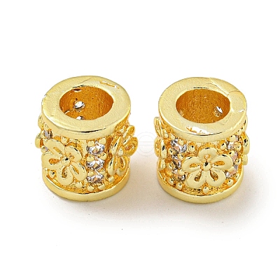 Rack Plating Brass Micro Pave Clear Cubic Zirconia European Beads KK-L215-300G-1