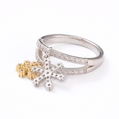 Brass Micro Pave Clear Cubic Zirconia Finger Rings RJEW-L098-005P-1