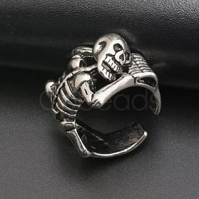 Alloy Skeleton Open Cuff Rings SKUL-PW0002-007AS-1