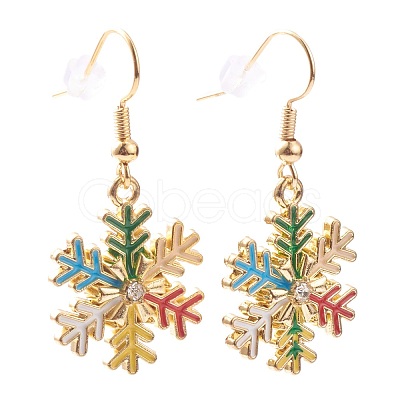 Alloy Enamel Snowflake Dangle Earrings for Christmas EJEW-JE04461-1