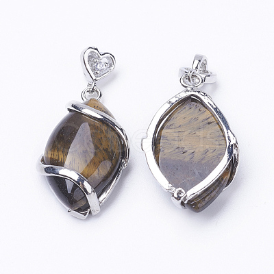 Natural Tiger Eye Pendants G-E423-06P-1