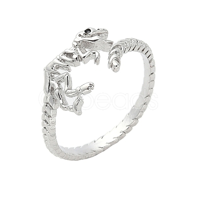 Dinosaur Skeleton Brass Open Cuff Ring for Women RJEW-A040-02P-1