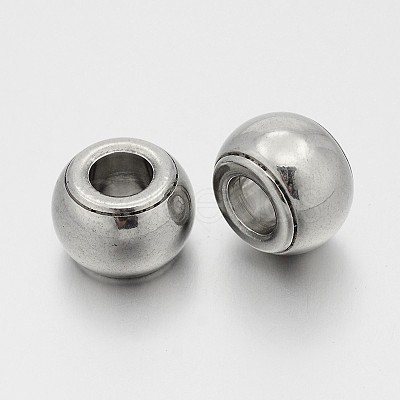 Tarnish Resistant Rondelle 201 Stainless Steel Large Hole Beads STAS-N062-53-1