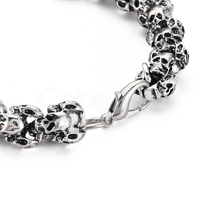 Alloy Skull Link Chain Bracelet BJEW-N015-008-1