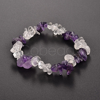 Chips Gemstone Beaded Stretch Bracelets BJEW-JB01825-02-1