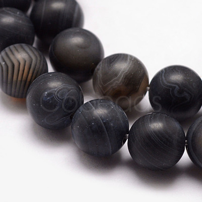 Natural Black Agate Bead Strands X-G-K166-12-8mm-03-1