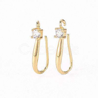 Brass Micro Pave Clear Cubic Zirconia Earring Hooks X-ZIRC-S068-003-NF-1