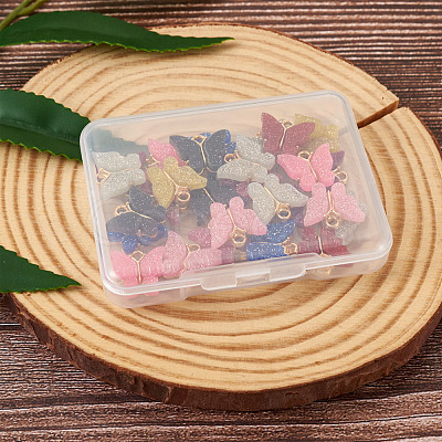 44Pcs 11 Colors Vintage Alloy Acrylic Charms PALLOY-TA0002-38-1