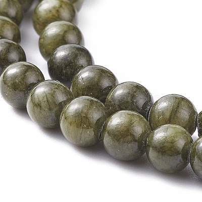 Natural Green Jade Dyed Round Beads Strands JBS053-12MM-41-1