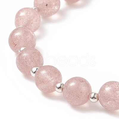 2Pcs 2 Style Natural Strawberry Quartz & Synthetic Moonstone Beaded Stretch Bracelets Set BJEW-TA00240-1