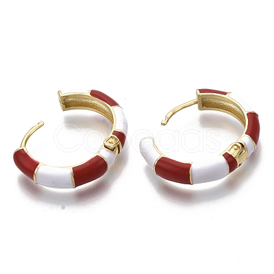 Brass Huggie Hoop Earrings EJEW-S209-08D-1