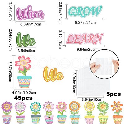 45Pcs 15 Styles Spring Colorful Paper Blooms Cut Outs DIY-WH0430-033-1