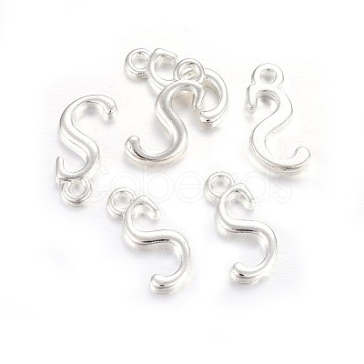 Silver Color Plated Alloy Letter Pendants X-PALLOY-J718-01S-S-1