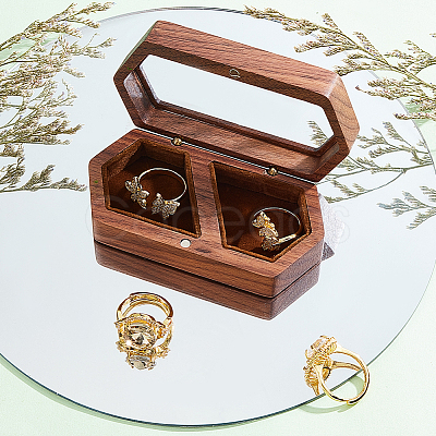 2-Slot Wooden Couple Rings Storage Boxes CON-WH0087-42B-1