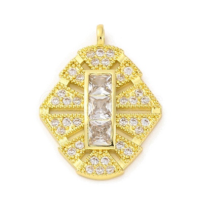 Brass Pendants with Cubic Zirconia KK-D536-10G-1