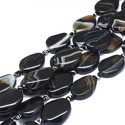 Natural Black Agate Beads Strands G-L544-011B-1