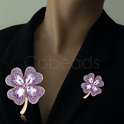 Cubic Zirconia Clover Brooch Pin JBR105D-1