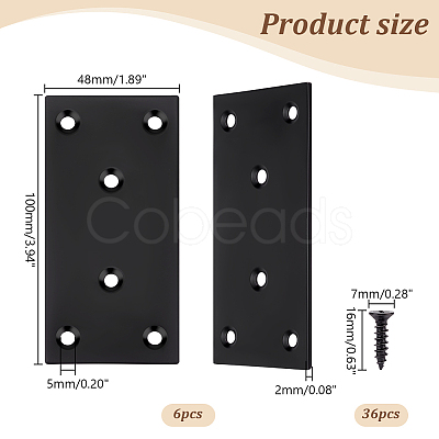 AHADERMAKER 6Pcs 6-Hole 201 Stainless Steel Bracket STAS-GA0001-51-1