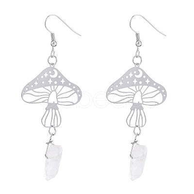 Alloy Mushroom with Clear Acrylic Nugget Dangle Earrings JE980A-1