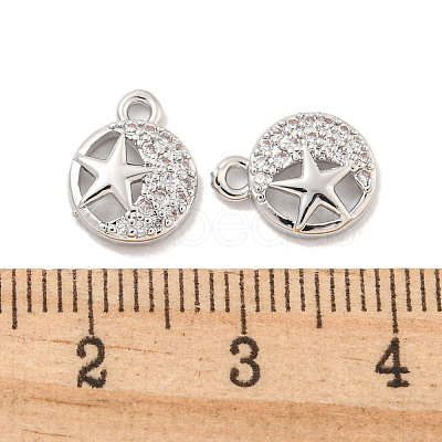 Brass Micro Pave Clear Cubic Zirconia Charms KK-Z044-18P-1