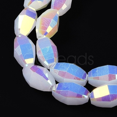 Electroplate Glass Beads Strands GLAA-Q101-03A-AB07-1