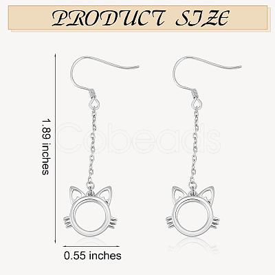 Anti-Tarnish Women Cat Stud Earrings Simple Long Dangle Earrings Cute Pet Kitty Cat Face Earrings Rhodium Plated Sterling Silver Earrings Stud Jewelry Gift for Lovers Women Birthday Christmas JE1072A-1