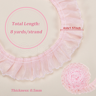 8 Yards Polyester Pleated Lace Trim OCOR-WH0080-87D-1