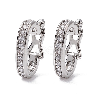 Brass Micro Pave Clear Cubic Zirconia Twister Clasps KK-K360-28P-1