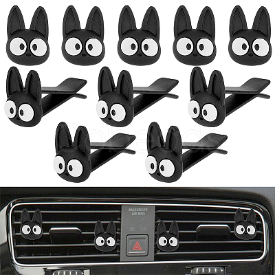 Cat Head Opaque Resin Car Air Vent Clips AJEW-AB00036-1