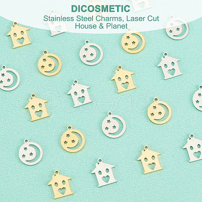 DICOSMETIC 32Pcs 4 Style 304 Stainless Steel Charms STAS-DC0009-28-1