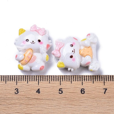 Opaque Cute Cat with Food Resin Decoden Cabochons RESI-B024-09-1