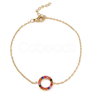 Ring 304 Stainless Steel Colorful Rhinestone Pendant Necklaces & Bracelets & Stud Earrings Sets for Women SJEW-C004-09G-02-1